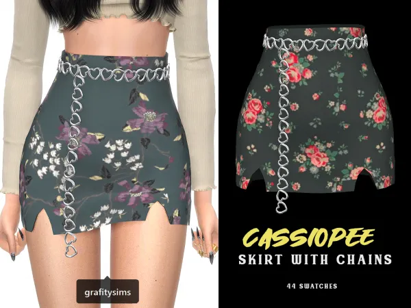 Alpha Cassiopee Skirt with Chains by grafity-cc - The Sims 4 Custom Content