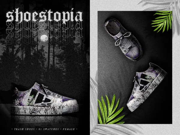 Alpha shoestopia trash shoes by shoestopia - The Sims 4 custom content