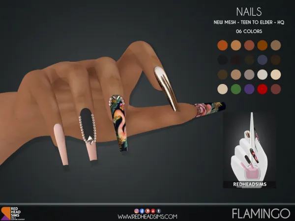 Alpha FLAMINGO NAILS - The Sims 4 Custom Content