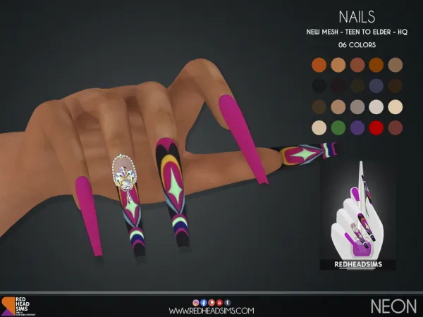 Mix NEON NAILS - The Sims 4 Custom Content