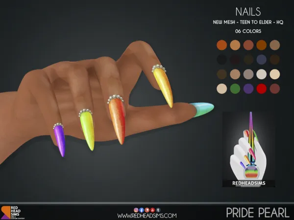Alpha PRIDE PEARL NAILS - The Sims 4 Custom Content