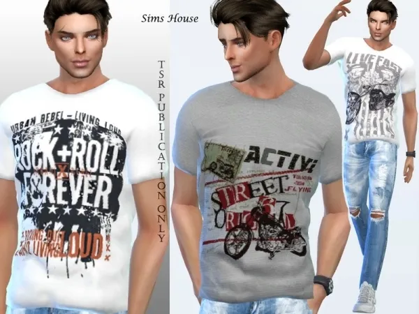 Alpha Sims House's Men's retro grunge t shirt - The Sims 4 Custom Content