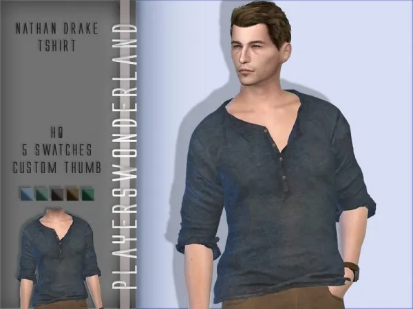 Alpha PlayersWonderland's Nathan Drake TShirt - The Sims 4 Custom Content