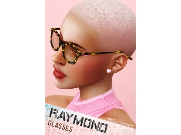 Maxis Match RAYMOND Glasses (Solid Transparent) by pralinesims - The Sims 4 Custom Content