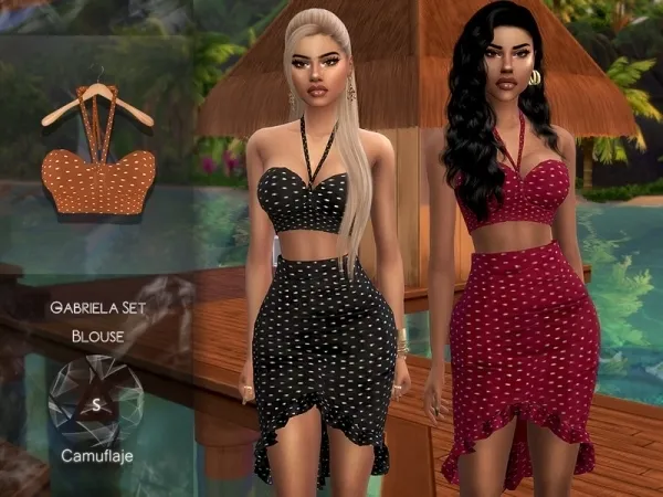 Alpha Camuflaje Gabriela Set (Blouse) - The Sims 4 Custom Content