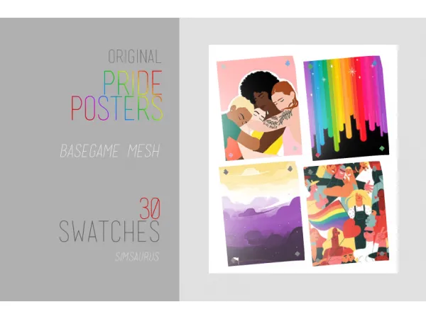 Alpha Pride Poster saurus by sim - The Sims 4 Custom Content