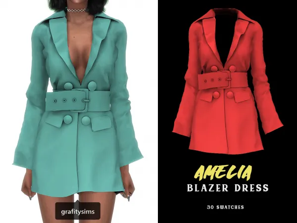 Alpha Amelia Blazer Dress - The Sims 4 Custom Content