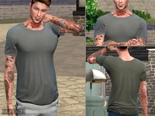 Alpha Darte77's Wide Neck Tee - The Sims 4 Custom Content