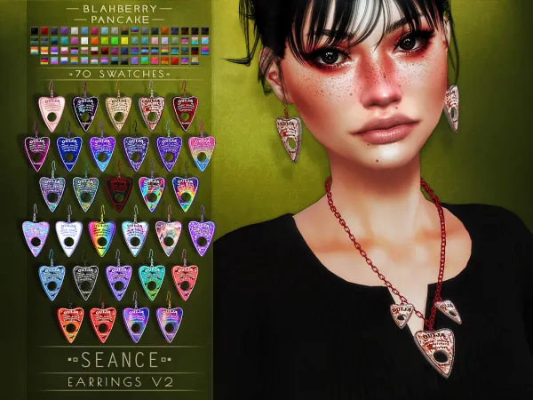 Alpha Blahberry Pancake Seance Earrings V2 - The Sims 4 Custom Content