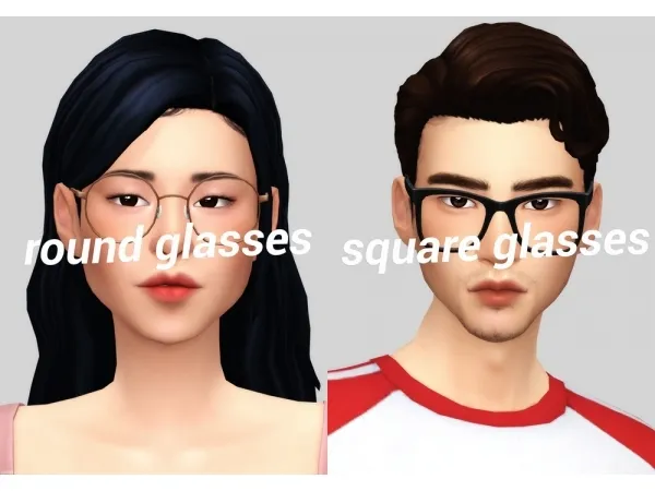 Maxis Match round square glasses by casteru - The Sims 4 Custom Content
