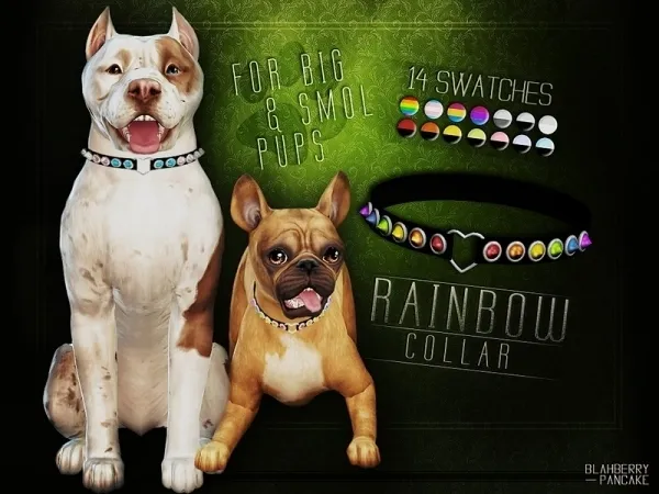 Alpha Blahberry Pancake's Rainbow Collar for Big and Small Dogs - The Sims 4 Custom Content