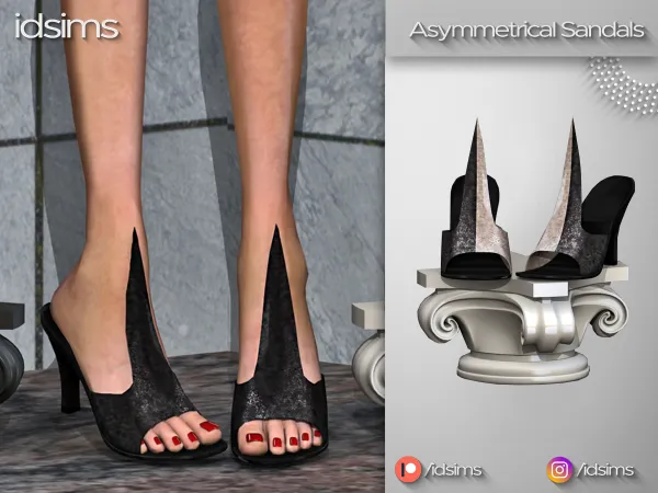 Alpha gucci ss19 asymmetrical sandals by polygoncouture - The Sims 4 custom content