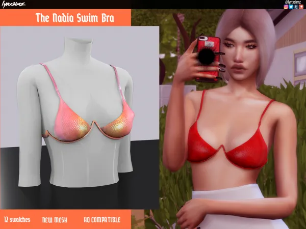 Alpha Lynxsimz Nadia Swim Bra - The Sims 4 Custom Content