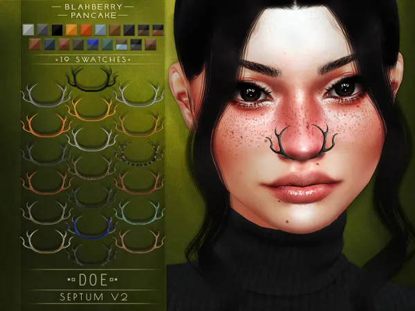 Alpha Blahberry Pancake Doe Septum V2 (unisex) - The Sims 4 Custom Content