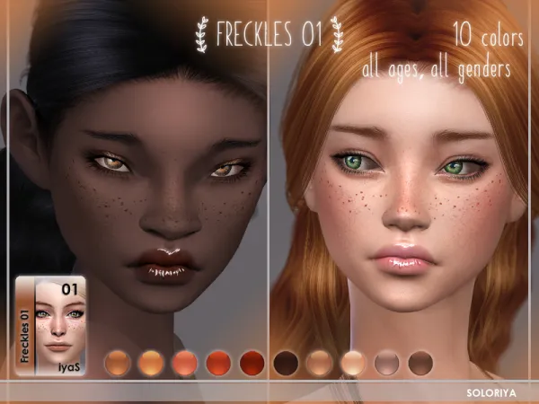 Mix Freckles 01 02 03 04 by soloriya - The Sims 4 Custom Content