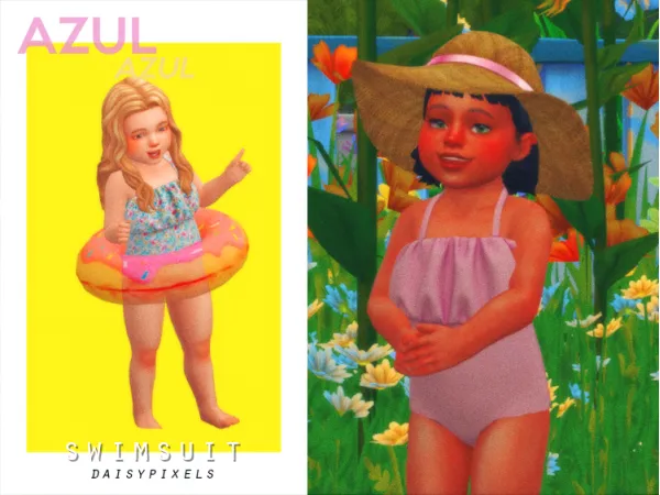 Alpha azul swimsuit (for toddlers) - The Sims 4 Custom Content