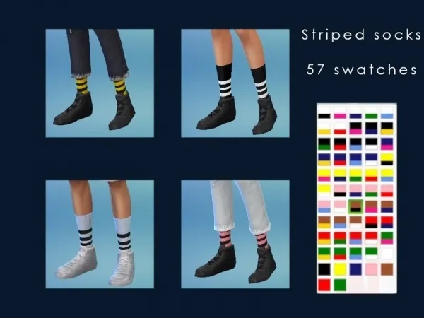 Alpha aga_k's Striped Socks [male and female] - The Sims 4 Custom Content
