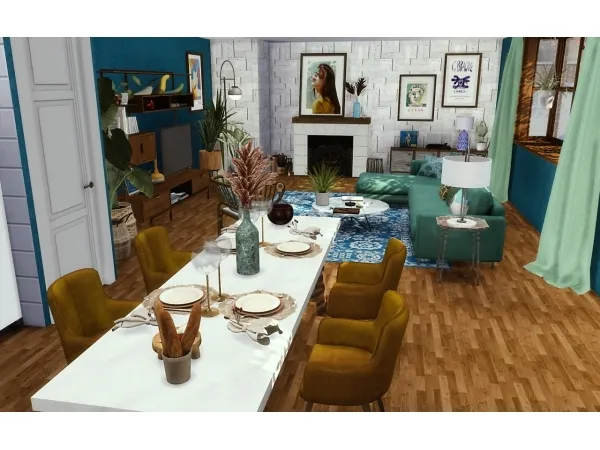 Alpha AZUR LIVING ROOM recolor - The Sims 4 Custom Content