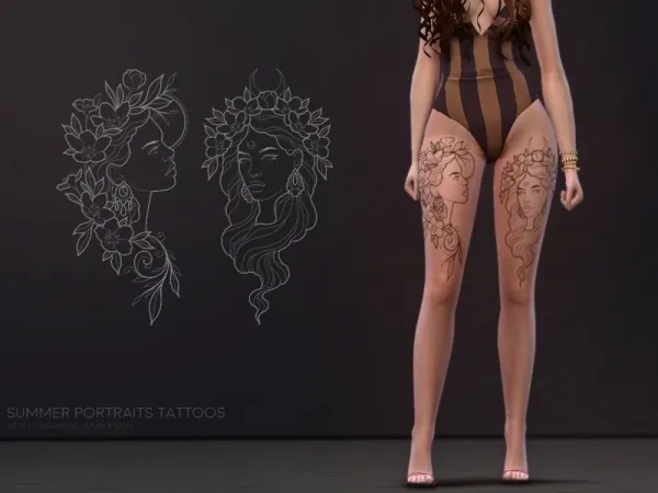 Mix sugar owl's Summer Portraits tattoos - The Sims 4 Custom Content