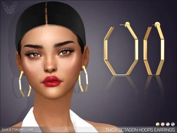 Mix THICK OCTAGON HOOP EARRINGS - The Sims 4 Custom Content