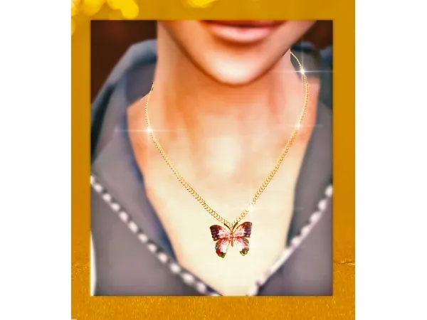 Alpha BUTTERFLY Pendant Necklace by dorificsims - The Sims 4 Custom Content