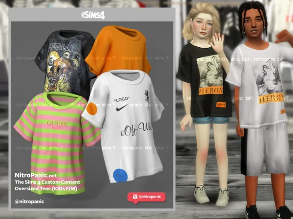 Alpha OVersized Tees (Kids FM) - The Sims 4 Custom Content