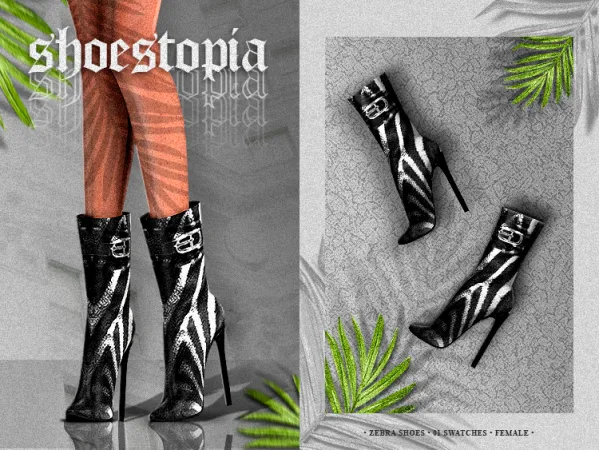 Alpha shoestopia zebra shoes - The Sims 4 Custom Content
