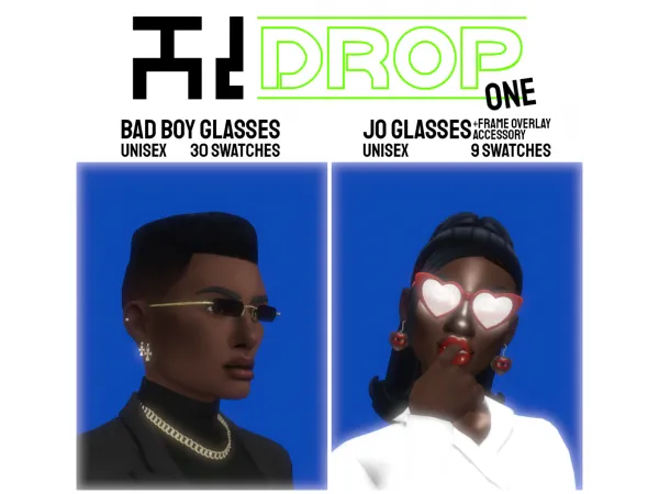 Maxis Match HI DROP ONE BAD BOY GLASSES collection by hi - The Sims 4 Custom Content