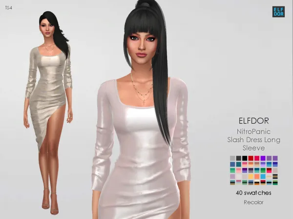 Mix NitroPanic Slash Dress Long Sleeve RC - The Sims 4 Custom Content