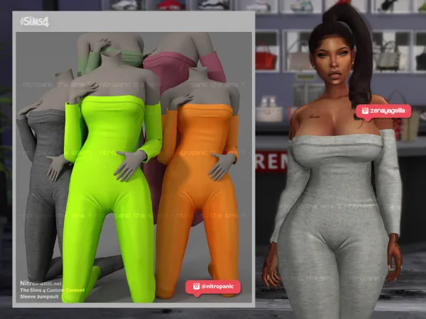 Alpha Sleeve Jumpsuit - The Sims 4 Custom Content