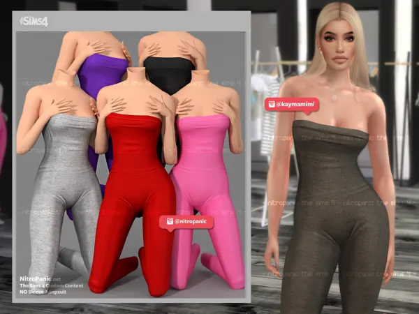 Alpha NO Sleeve Jumpsuit by nitropanic - The Sims 4 custom content