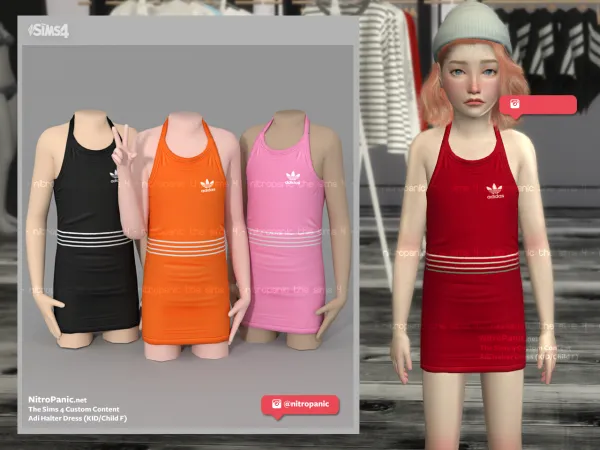 Alpha Adi Halter Dress (KIDCHILD F) - The Sims 4 Custom Content