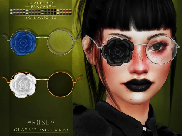 Alpha Blahberry Pancake Rose Glasses NO CHAIN (unisex) - The Sims 4 Custom Content