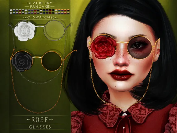 Alpha Blahberry Pancake Rose Glasses (unisex) - The Sims 4 Custom Content