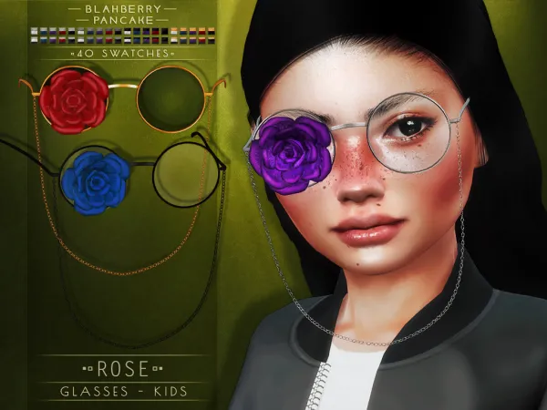 Alpha Blahberry Pancake Rose Glasses KIDS - The Sims 4 Custom Content