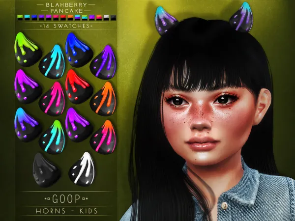 Alpha Blahberry Pancake Goop Horns KIDS - The Sims 4 Custom Content