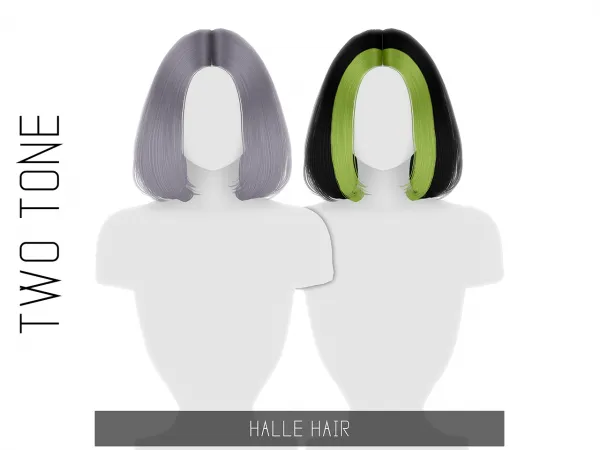 Alpha HALLE HAIR TWO TONE - The Sims 4 Custom Content