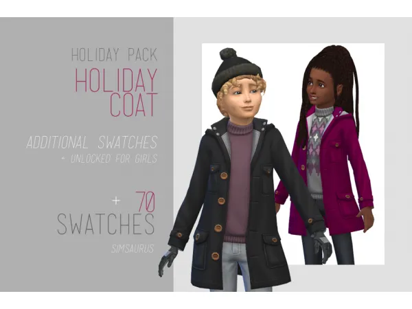 Maxis Match Holiday Pack Kids Coat saurus by sim - The Sims 4 Custom Content