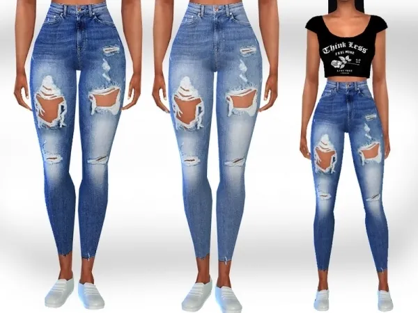 Maxis Match Saliwa's Female Full Ripped Jeans - The Sims 4 Custom Content