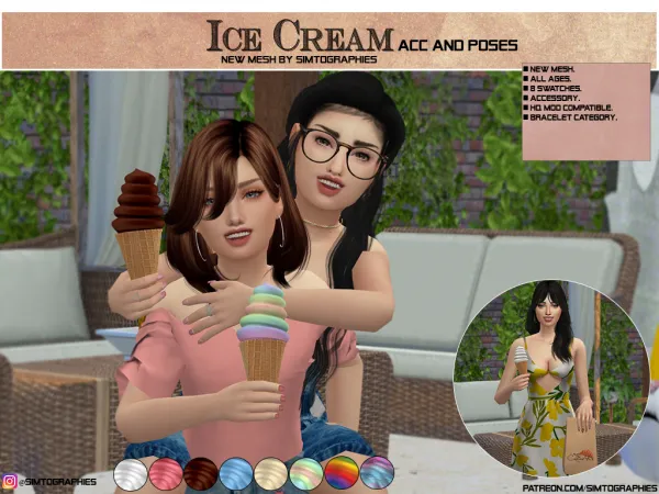 Alpha Ice Cream (Acc Poses) - The Sims 4 Custom Content