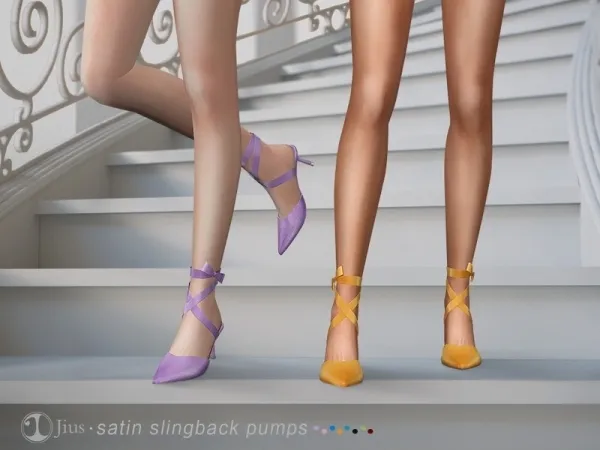 Alpha Jius Satin slingback pumps 01 - The Sims 4 Custom Content