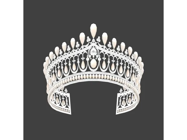 Alpha Russian Large Pearl Pendant Tiara Remake by normalsiim - The Sims 4 Custom Content