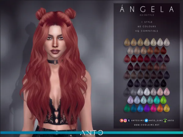 Alpha Ángela Hairstyle by anto - The Sims 4 Custom Content