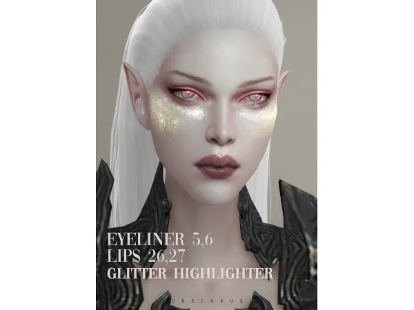 Alpha lips eyeliner and highlither by obscurus - The Sims 4 Custom Content