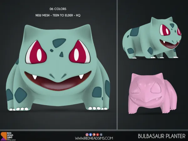 Maxis Match BULBASAUR PLANTER by redheadsims - The Sims 4 custom content