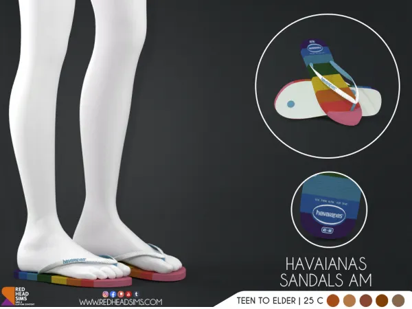 Alpha HAVAIANAS SANDALS AM by redheadsims - The Sims 4 Custom Content