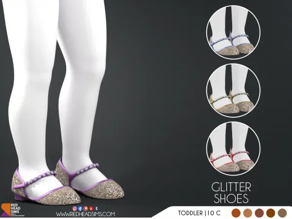 Alpha GLITTER SHOES KIDS by redheadsims - The Sims 4 custom content