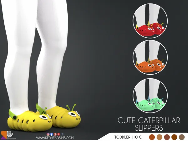 Alpha CUTE CATERPILLAR SLIPPERS - The Sims 4 Custom Content