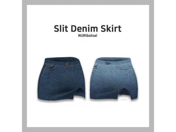 Alpha [NURI] FM Slit Denim Skirt FB9 - The Sims 4 Custom Content