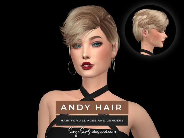 Alpha Andy Hair for all ages and genders - The Sims 4 Custom Content